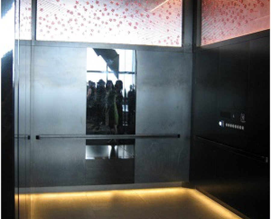 Elevator bound for observatory of Tokyo Sky Tree (Vibration finish of Abel-black)